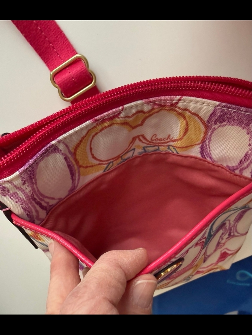 Coach Multicolor Signature Scribble Crossbody Purse Like New - Picture 9 of 15